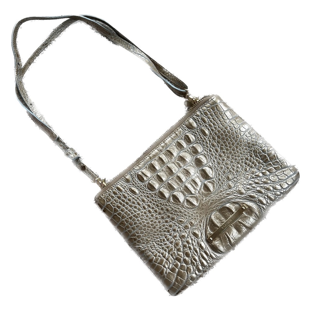 Brahmin Metallic Gold Faux Alligator Skin Crossbody Bag